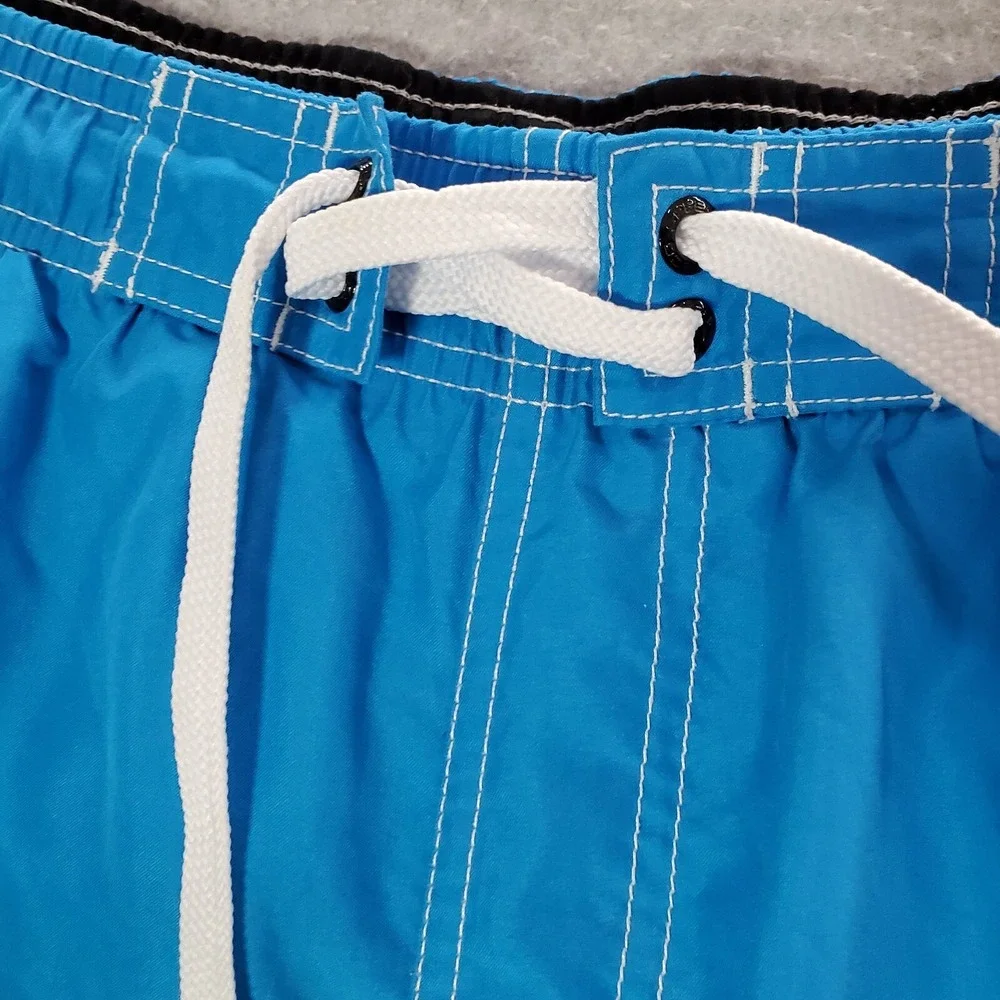 Speedo Men Swimwear Medium Blue Trunks Pockets Drawstring High Rise 8 in Inseam‎